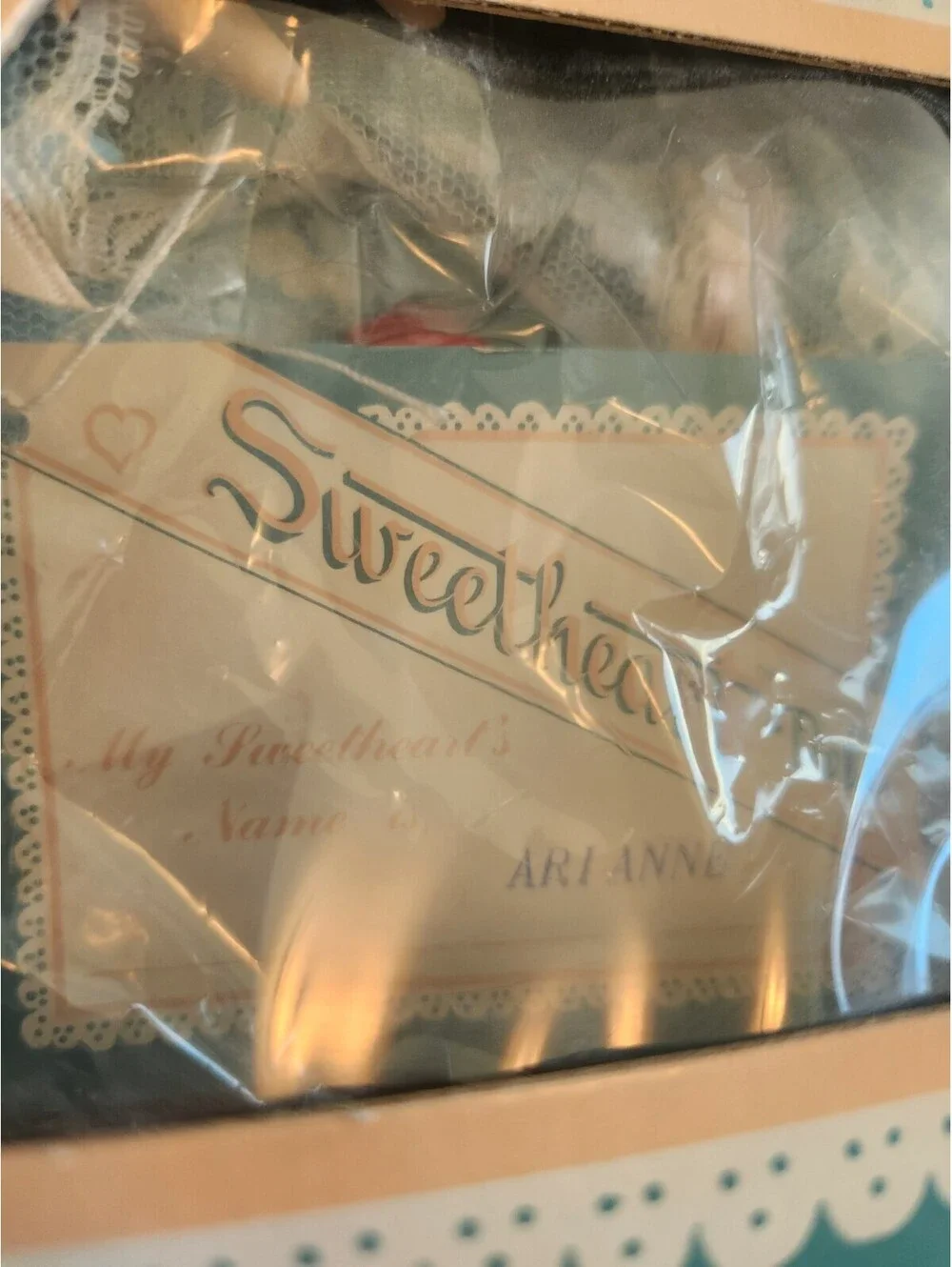 Sweetheart Doll Arianne Porcelain Collector Blue Dress Green Eyes Vintage NIB